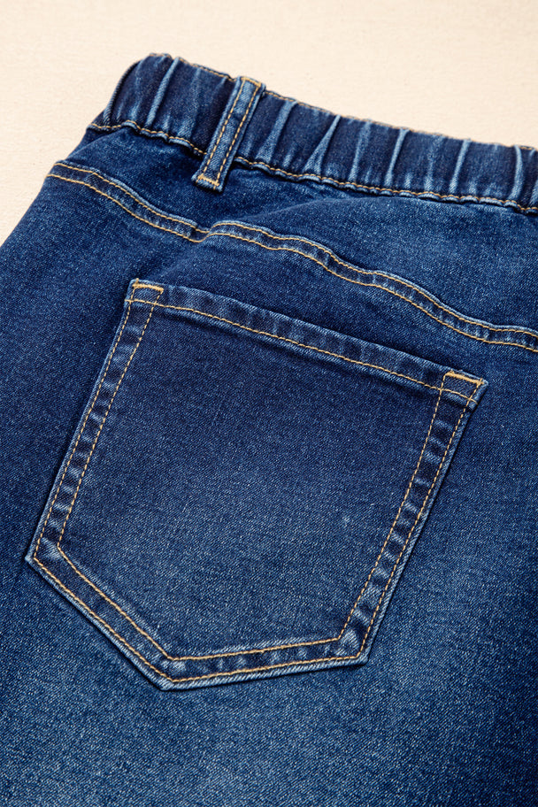 Blue Acid Wash Contrast Lace-up Plus Size Jeans