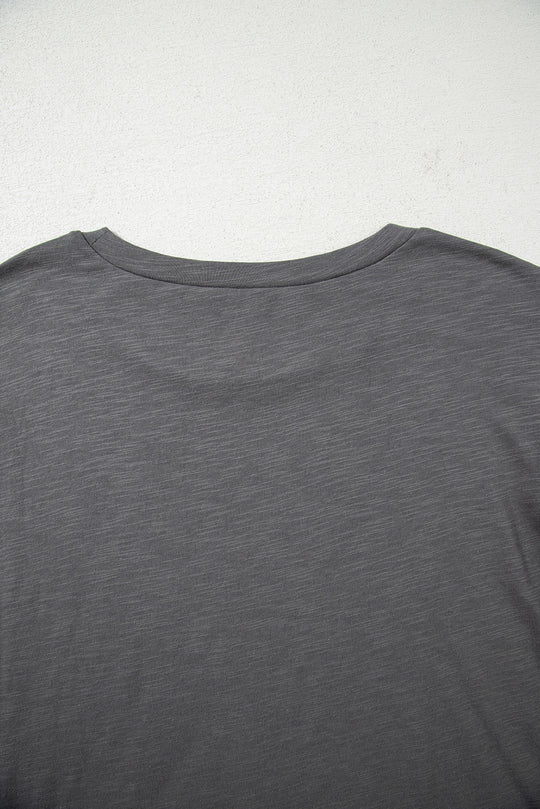Dark Grey Double Ruffled Short Sleeve Plus Size Top