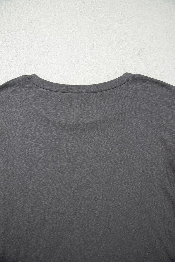 Dark Grey Double Ruffled Short Sleeve Plus Size Top