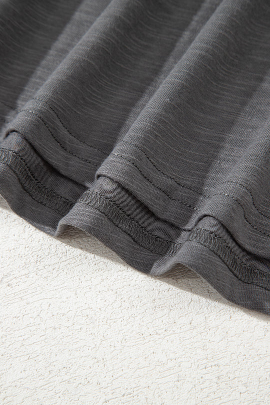Dark Grey Double Ruffled Short Sleeve Plus Size Top