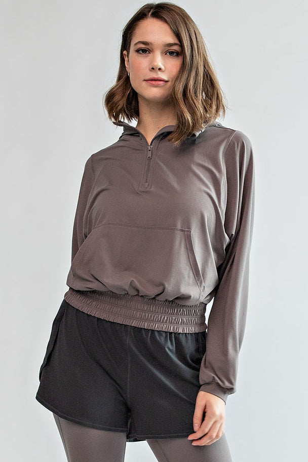 Butter Quarter Zip Hoodie With Kangaroo