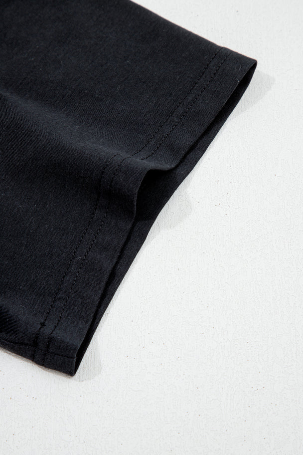 Black Asymmetric Shoulder Detail Short Sleeve Plus Size Maxi Dress