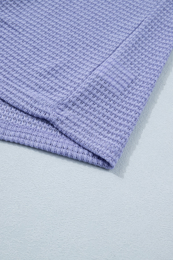 Wisteria V Neck Short Sleeve Plus Size Waffle Knit Top